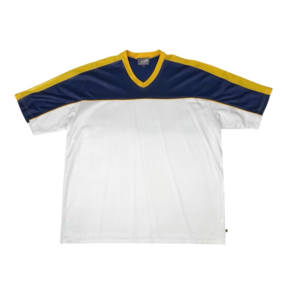 Vintage Breakdown V-Neck Jersey XL Blue Yellow White Colorblock Y2K Streetwear